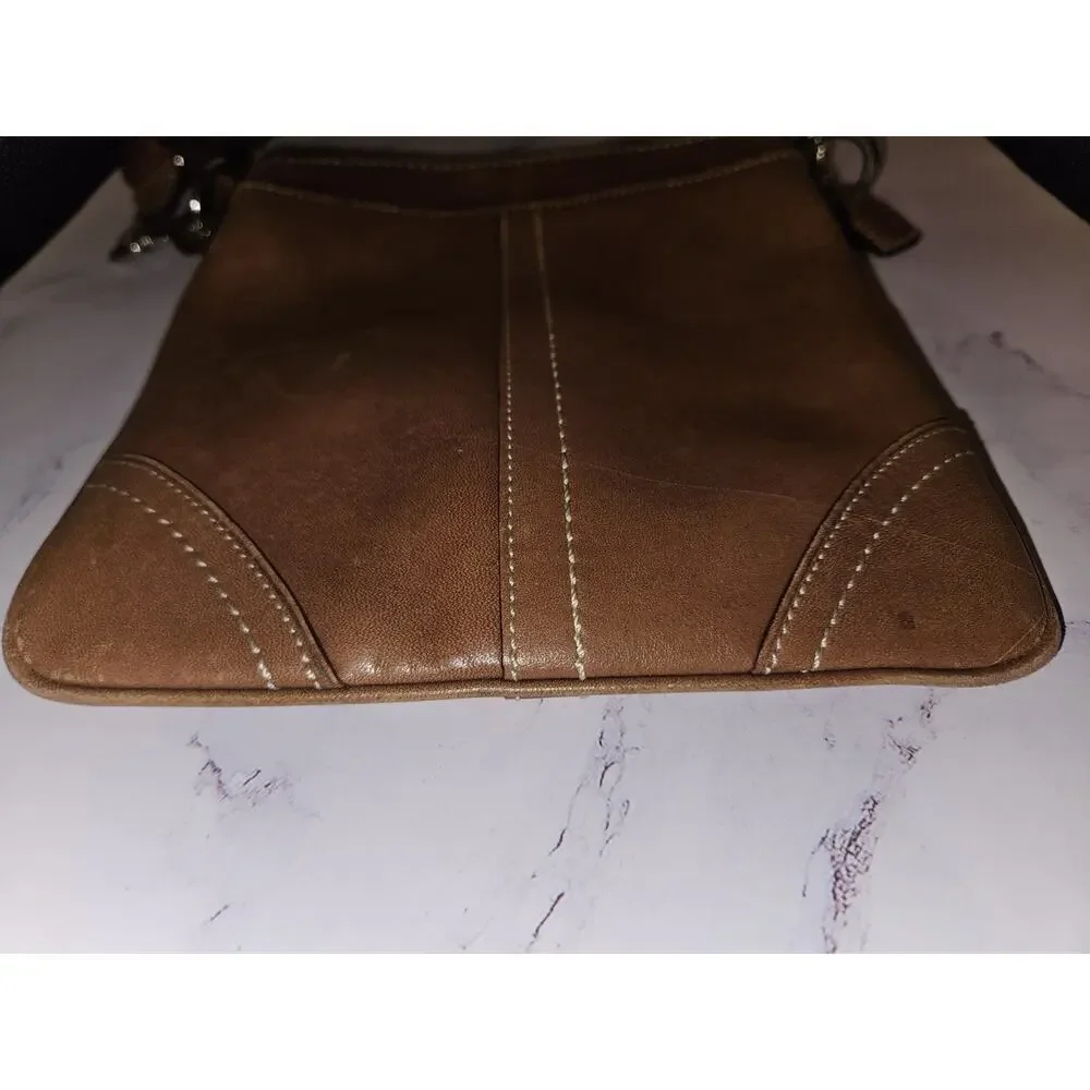 Vintage COACH Crossbody Swingpack Saddle Brown Leather 7x8.5